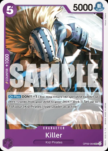 Killer, One Piece card OP09-064 — EMPERORS IN THE NEW WORLD set