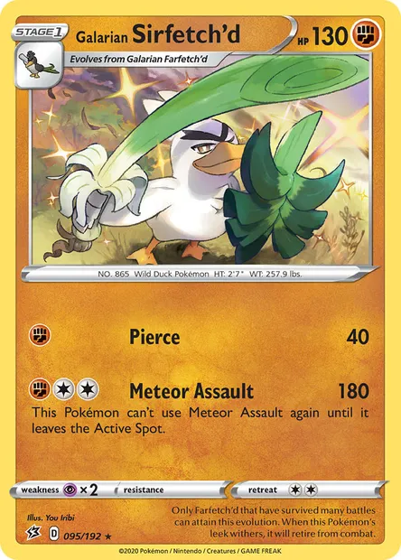 Galarian Sirfetch'd, Pokémon card RCL 95 — Rebel Clash set