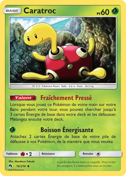 Caratroc, carte Pokémon LOT 16 — extension Tonnerre Perdu