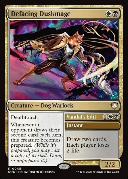 Defacing Duskmage // Vandal's Edit, Magic card SOC 45 — Secrets of Strixhaven Commander set