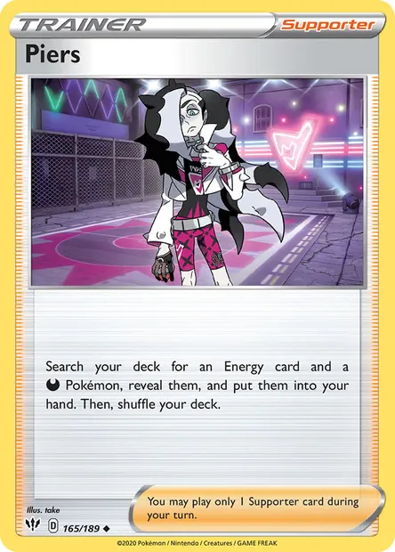 Piers, Pokémon card DAA 165 — Darkness Ablaze set