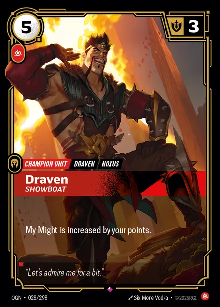 Draven, carte Riftbound OGN 028 — extension Origins