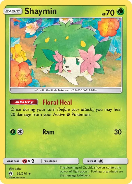 Shaymin, Pokémon card LOT 33 — Lost Thunder set