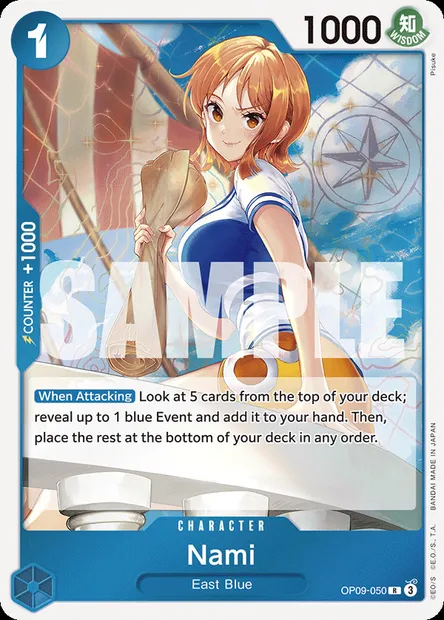 Nami, One Piece card OP09-050 — EMPERORS IN THE NEW WORLD set