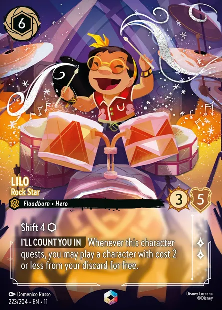 Lilo - Rock Star, Disney Lorcana card CH11-223 — Winterspell set
