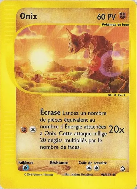 Onix, carte Pokémon AQ 98 — extension Aquapolis