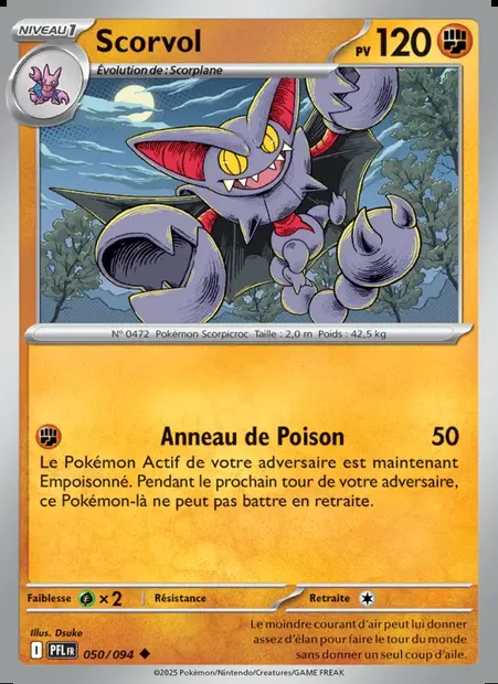 Scorvol, carte Pokémon PFL 050 — extension Flammes Fantasmagoriques