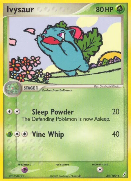 Ivysaur, Pokémon card CG 34 — Crystal Guardians set