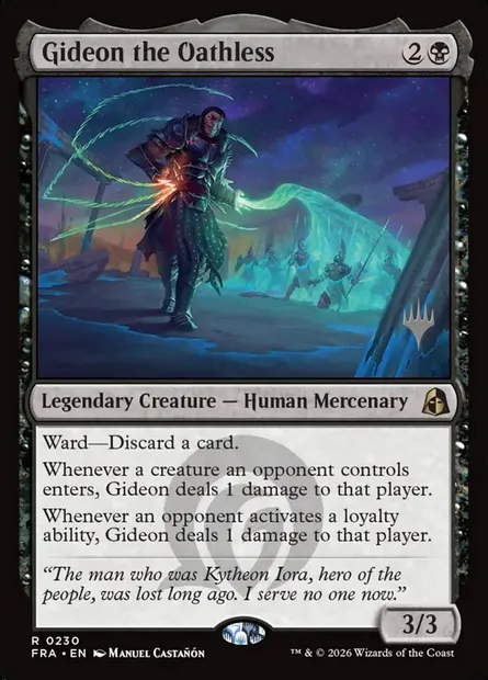 Gideon l'insermenté, carte Magic PFRA 230p — extension Reality Fracture Promos