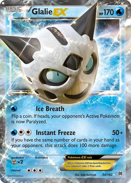 Glalie EX, Pokémon card BKT 34 — BREAKthrough set