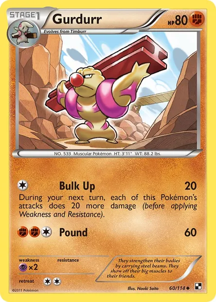 Gurdurr, Pokémon card BLW 60 — Black & White set