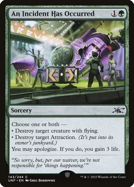 An Incident Has Occurred, Magic card UNF 143 — Unfinity set