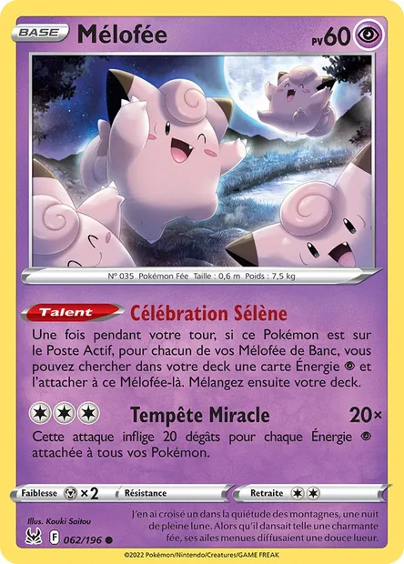Mélofée, carte Pokémon LOR 062 — extension Origine Perdue