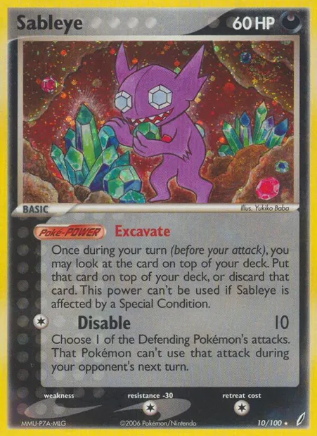 Sableye, Pokémon card CG 10 — Crystal Guardians set