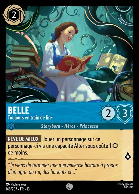 Belle - Toujours en train de lire, carte Disney Lorcana CH13-148 — extension Invasion Epineuse!