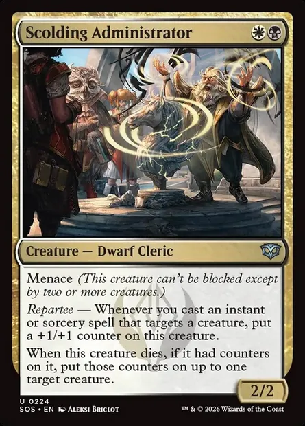 Scolding Administrator, Magic card SOS 224 — Secrets of Strixhaven set