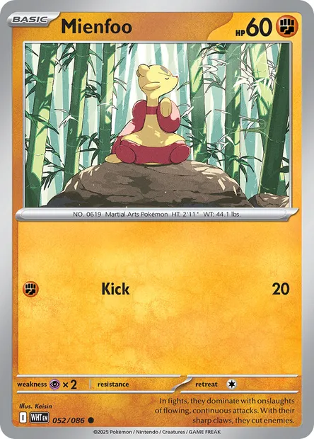 Mienfoo, Pokémon card WHT 052 — White Flare set