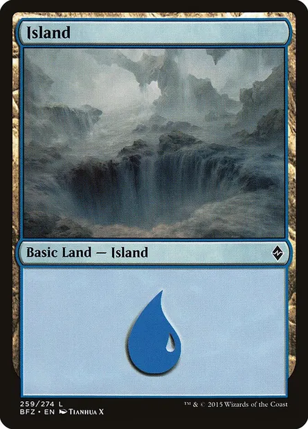 Île, carte Magic BFZ 259a — extension La bataille de Zendikar
