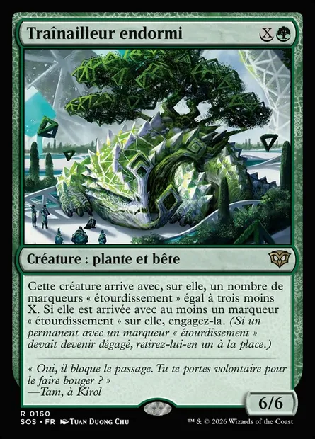 Traînailleur endormi, carte Magic SOS 160 — extension Secrets of Strixhaven