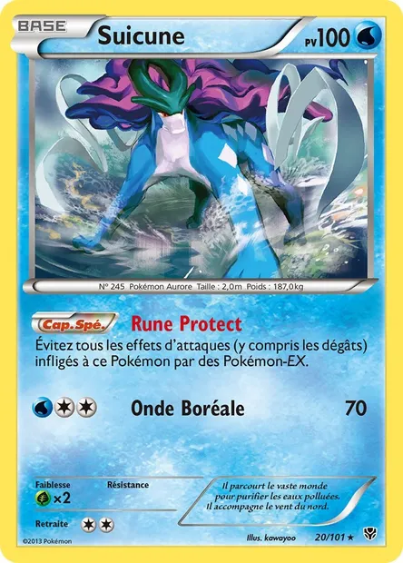 Suicune, carte Pokémon PLB 20 — extension Explosion Plasma