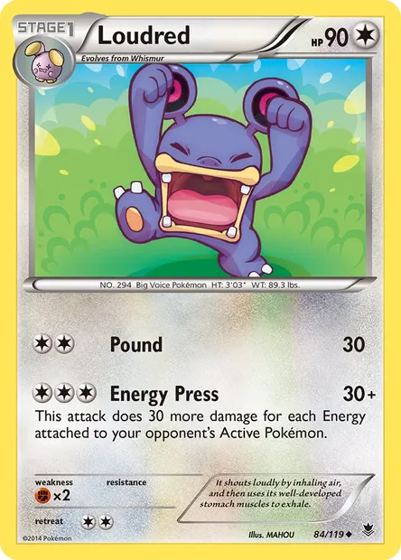 Loudred, Pokémon card PHF 84 — Phantom Forces set
