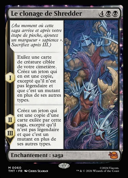 Le clonage de Shredder, carte Magic TMT 60 — extension Teenage Mutant Ninja Turtles