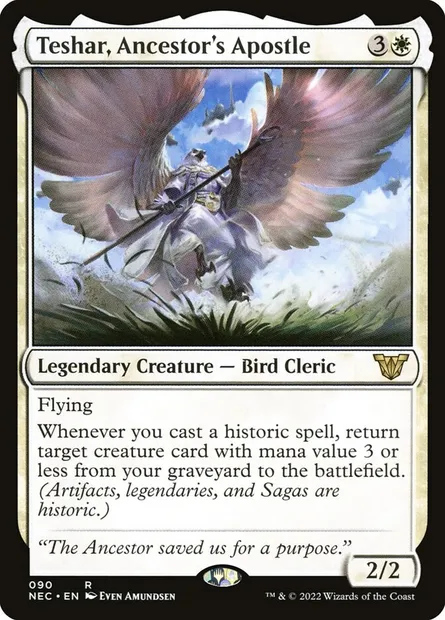 Teshar, Ancestor's Apostle, Magic card NEC 90 — Neon Dynasty Commander set