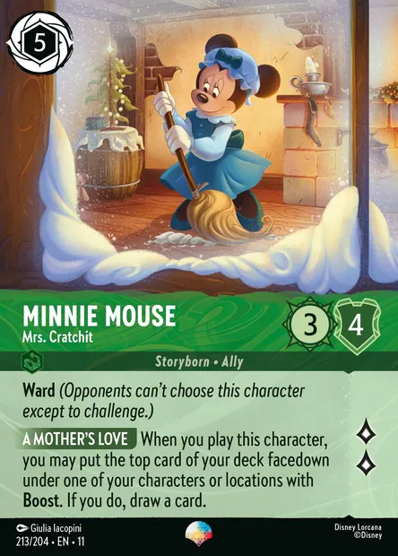Minnie Mouse - Mrs. Cratchit, Disney Lorcana card CH11-213 — Winterspell set