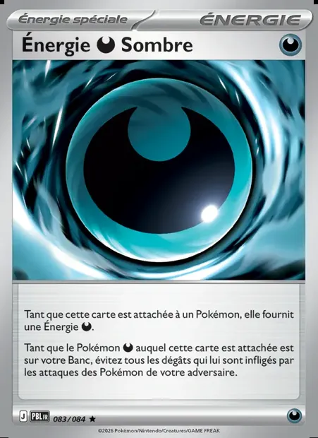 Énergie Darkness Sombre, carte Pokémon PBL 083 — extension Nuit Noire