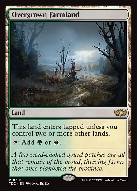 Overgrown Farmland, Magic card TDC 381 — Tarkir: Dragonstorm Commander set