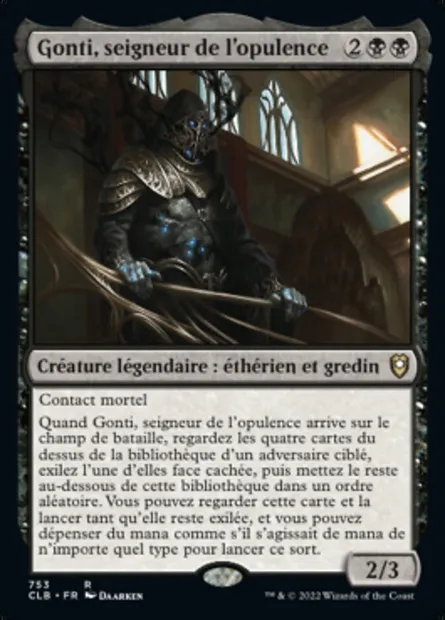 Gonti, seigneur de l'opulence, carte Magic CLB 753 — extension Commander Légendes : la bataille de la Porte de Baldur