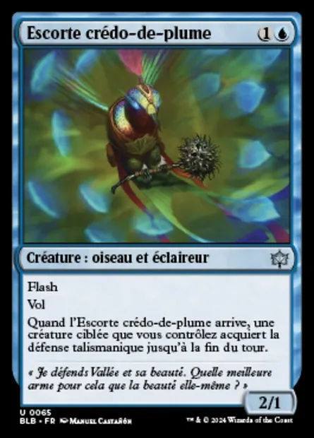 Escorte crédo-de-plume, carte Magic BLB 65 — extension Bloomburrow