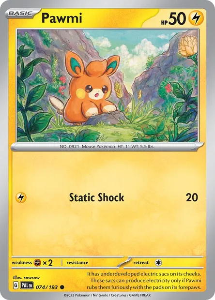 Pawmi, Pokémon card PAL 074 — Paldea Evolved set