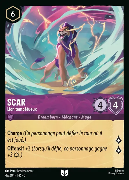 Scar - Lion tempétueux, carte Disney Lorcana CH6-047 — extension La Mer Azurite