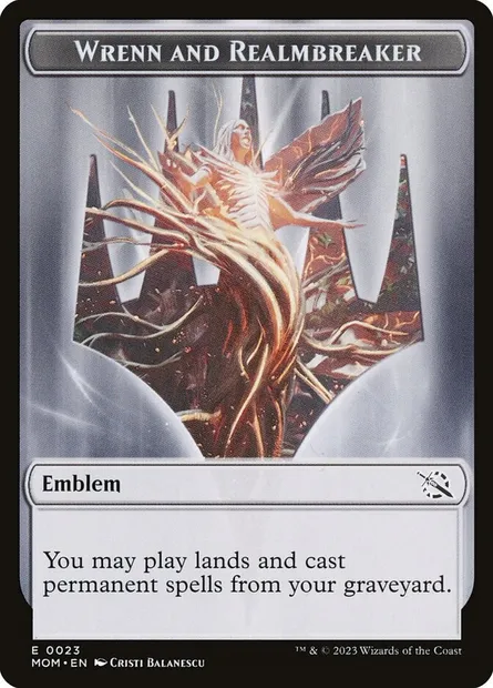 Wrenn and Realmbreaker Emblem, carte Magic TMOM 23 — extension March of the Machine Tokens