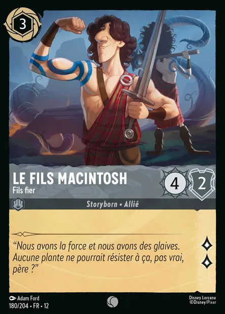 Le fils Macintosh - Fils fier, carte Disney Lorcana CH12-180 — extension Contrées Inconnues