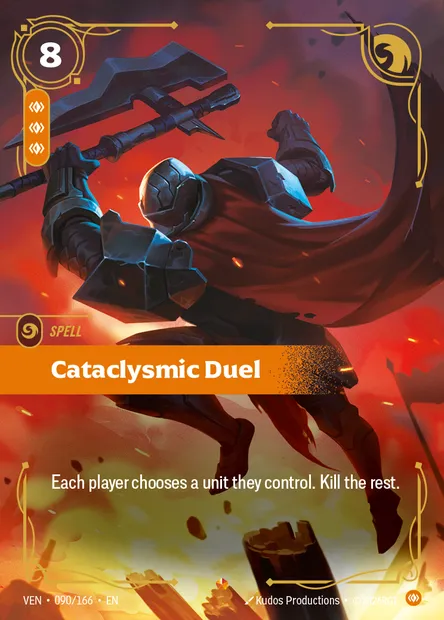 Cataclysmic Duel, Riftbound card VEN 090 — Vendetta set