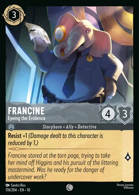 Francine - Eyeing the Evidence, Disney Lorcana card CH10-176 — Whispers in the Well set