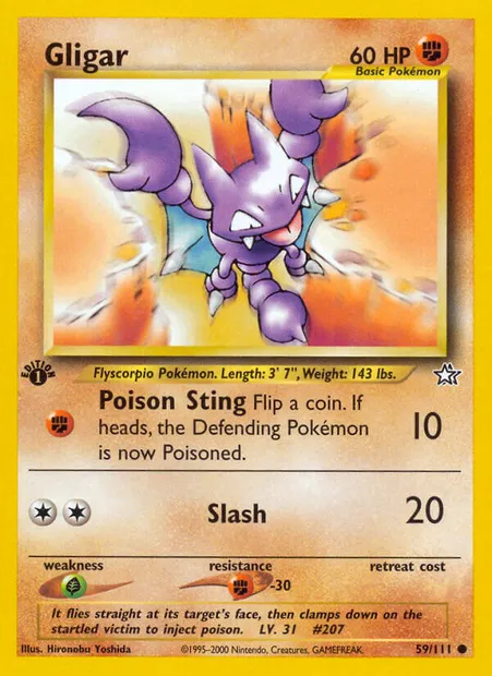 Gligar, Pokémon card NG 59 — Neo Genesis set