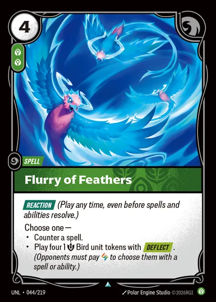 Flurry of Feathers, carte Riftbound UNL 044 — extension Unleashed