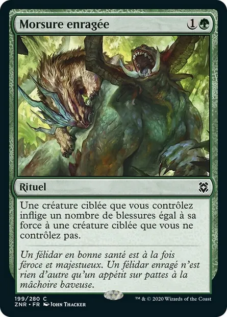 Morsure enragée, carte Magic ZNR 199 — extension Renaissance de Zendikar