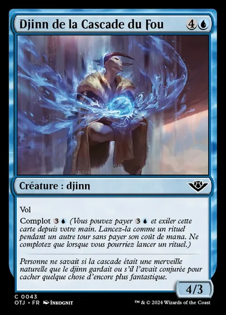 Djinn de la Cascade du Fou, carte Magic OTJ 43 — extension Outlaws of Thunder Junction