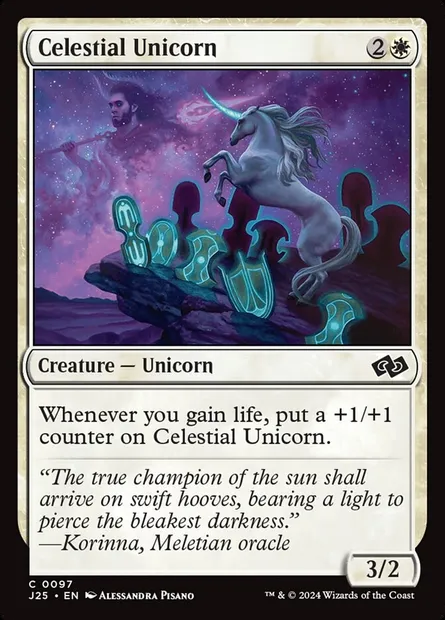 Celestial Unicorn, Magic card J25 97 — Foundations Jumpstart set