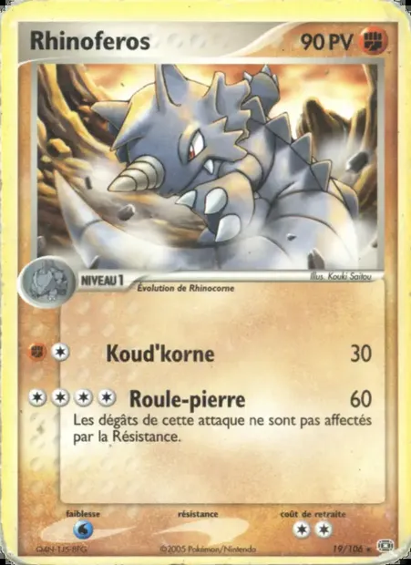 Rhinoféros, carte Pokémon EM 19 — extension EX Émeraude