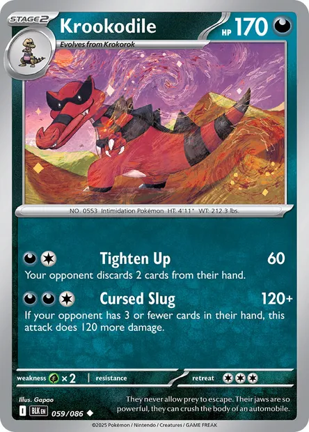 Krookodile, Pokémon card BLK 059 — Black Bolt set