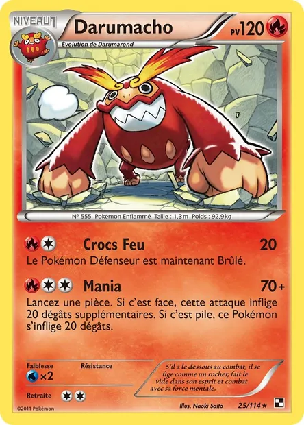 Darumacho, carte Pokémon BLW 25 — extension Noir & Blanc