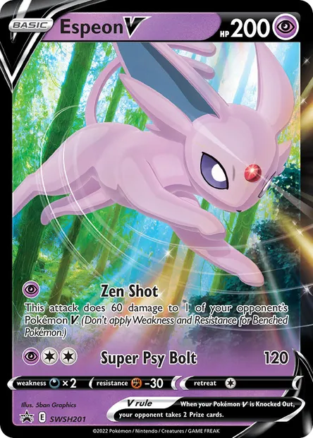 Espeon V, Pokémon card SWSH 201 — SWSH Black Star Promos set