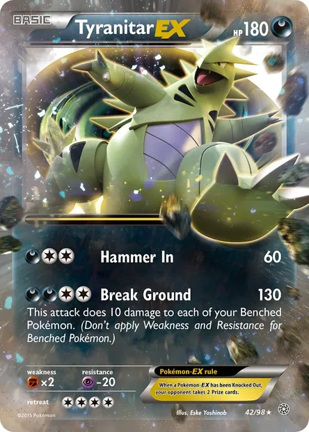 Tyranitar EX, Pokémon card AOR 42 — Ancient Origins set