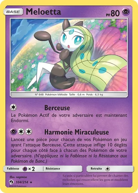 Meloetta, carte Pokémon LOT 104 — extension Tonnerre Perdu