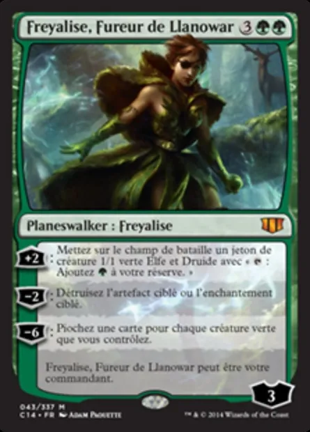 Freyalise, Fureur de Llanowar, carte Magic C14 43 — extension Commander 2014